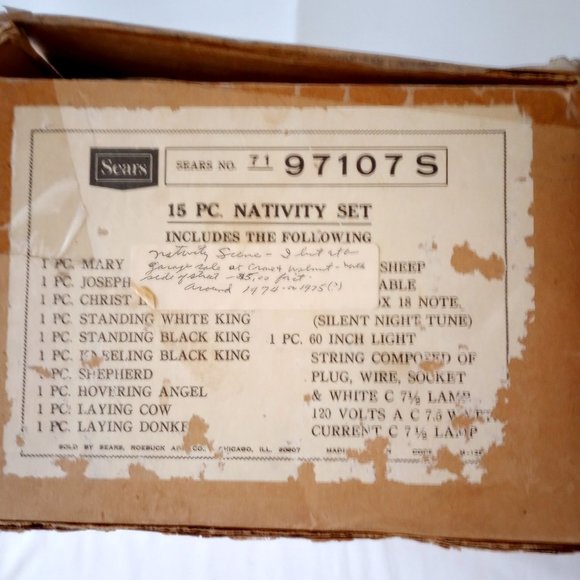 Vintage 1971 Paper Mache Hand Painted with Music Box 15 pc. Nativity Set - Picture 12 of 16